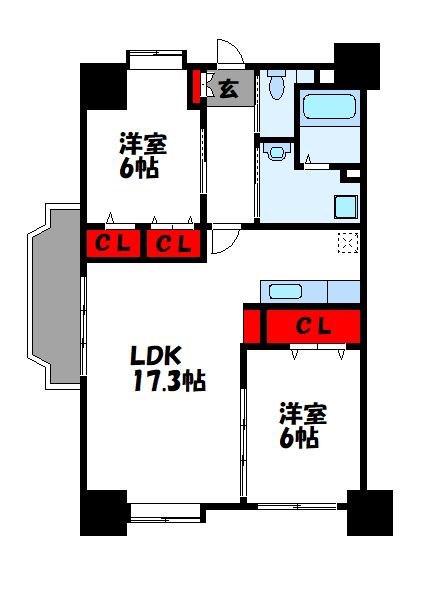 グランマコイ原町(2LDK/4階)の間取り写真