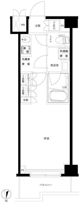 ルーブル川崎中丸子参番館(1K/7階)の間取り写真