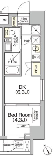 JPNOIE門前仲町(1DK/1階)の間取り写真