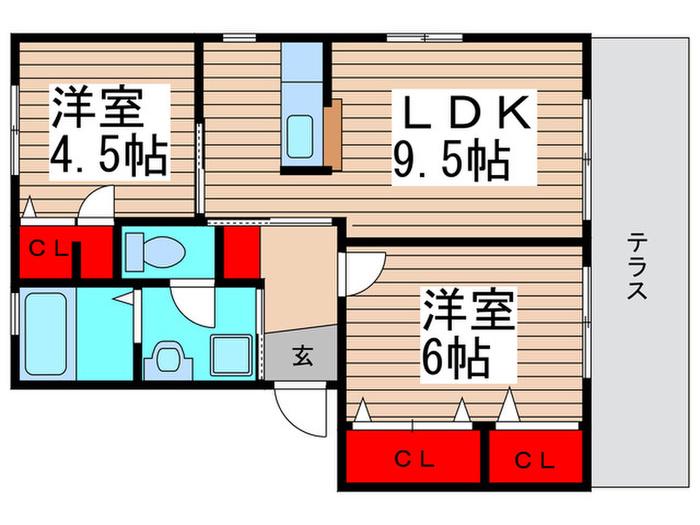グレイスダイヤII(2LDK/1階)の間取り写真