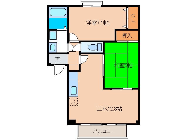 フォブール周船寺(2LDK/2階)の間取り写真