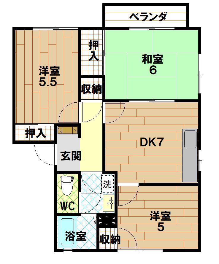 メゾン田喜野井(3DK/2階)の間取り写真