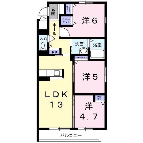 エルミタージュ3番館(3LDK/3階)の間取り写真