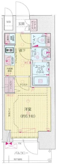 プレサンス松屋町ヴィゴラス(1K/6階)の間取り写真