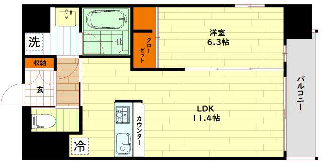 プレジオ城東(1LDK/10階)の間取り写真
