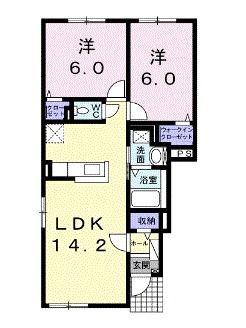 アリーズ(2LDK/1階)の間取り写真