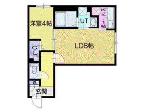 LA CONFORTO厚別西(1LDK/4階)の間取り写真