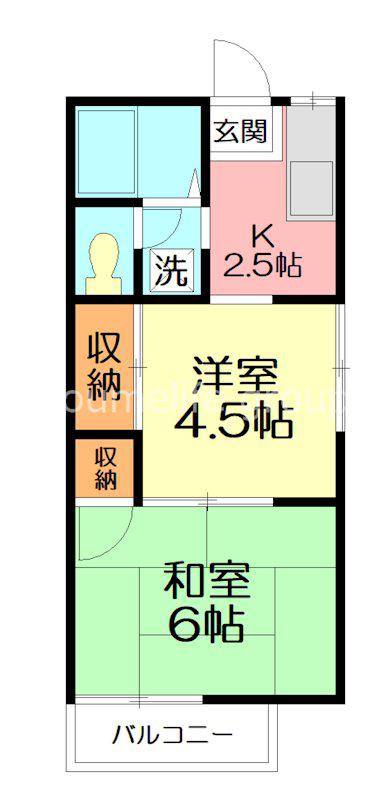 弥生ハイツ(2K/1階)の間取り写真