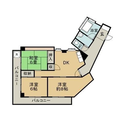 植木セメントビル(3DK/6階)の間取り写真