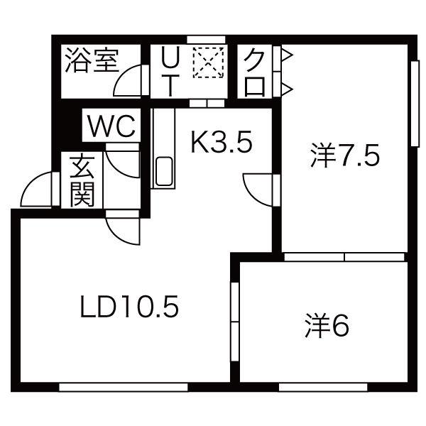 ボヌール福住II(2LDK/3階)の間取り写真