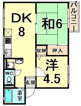 メゾンドボネール1(2DK/2階)の間取り写真