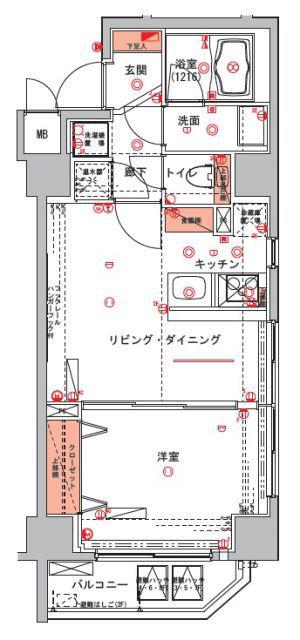 ハーモニーレジデンス浅草(1LDK/6階)の間取り写真