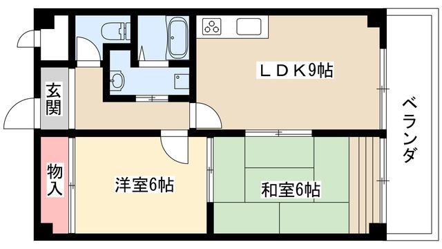 グランドパーク(2DK/4階)の間取り写真