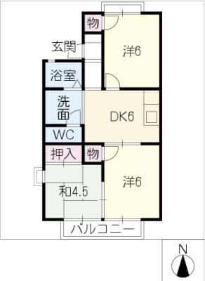 レジデンスMAY(3DK/1階)の間取り写真