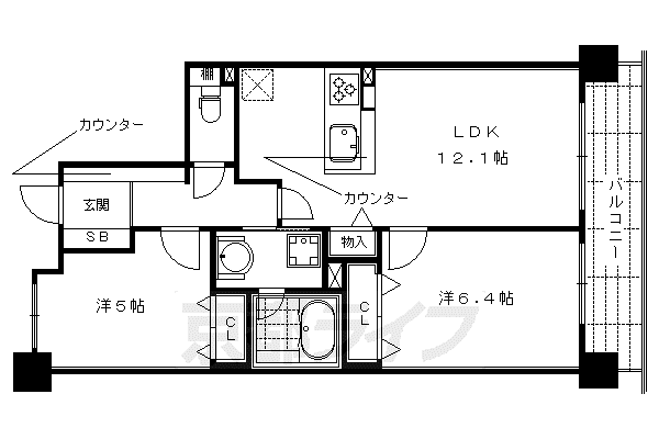パデシオン十条駅前(2LDK/2階)の間取り写真