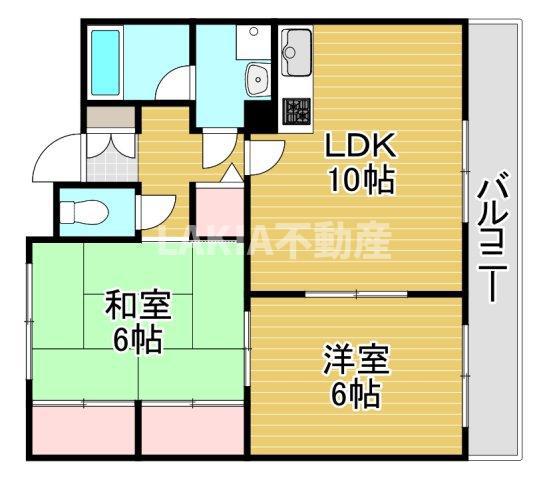 OWLET諸口(2LDK/2階)の間取り写真