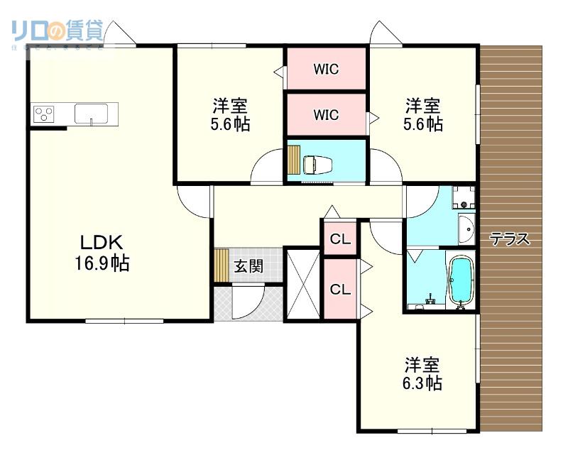 プレミアムネスト(3LDK/1階)の間取り写真