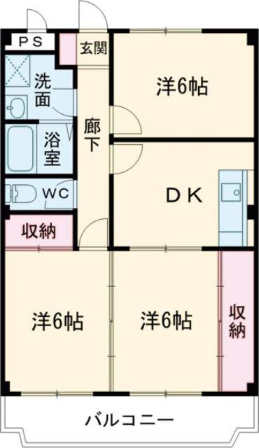 エンセント・メゾン(3DK/2階)の間取り写真