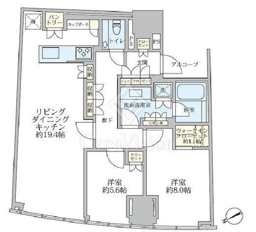 パークコート青山ザタワー(2LDK/15階)の間取り写真