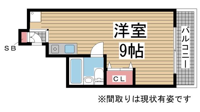 レスポワール花隈(ワンルーム/4階)の間取り写真