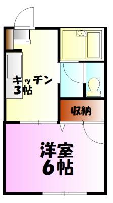 フローラ本多(1K/1階)の間取り写真