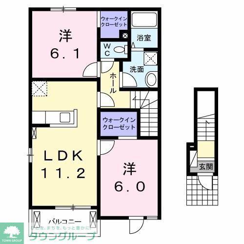 アイリー B(2LDK/2階)の間取り写真