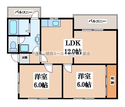 ブルーハイツ(2LDK/4階)の間取り写真