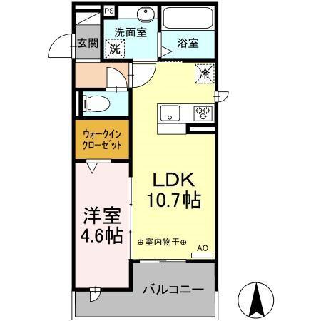 D-ROOM六条福寿町(1LDK/2階)の間取り写真