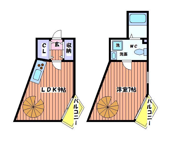 ＪＲ青梅線 拝島駅 徒歩4分 5階建 築21年(1LDK/4階)の間取り写真
