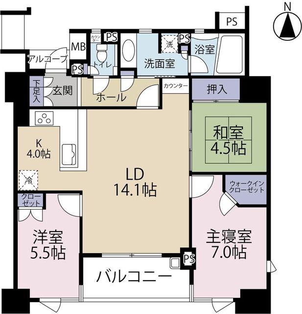 ル・シェモア大手町(3LDK/4階)の間取り写真
