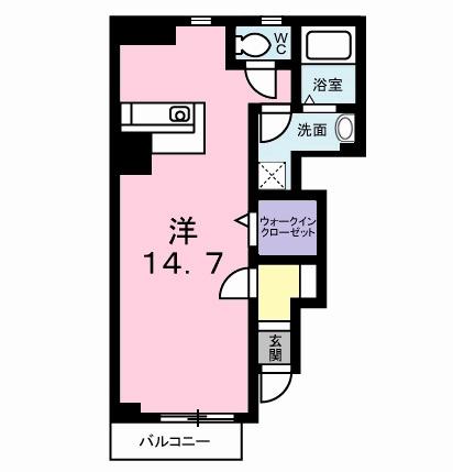 レーヴフロンスA棟(ワンルーム/1階)の間取り写真