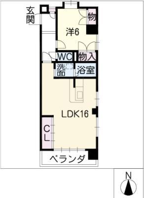 パークレン折戸(1LDK/2階)の間取り写真