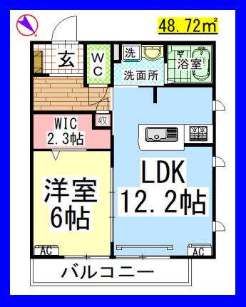 AF クララン イースト(1LDK/1階)の間取り写真