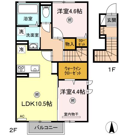 フローラ リエ(2LDK/2階)の間取り写真
