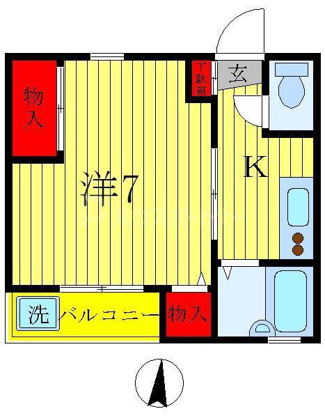 コーポラス五反野(1K/2階)の間取り写真
