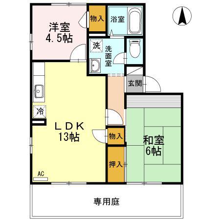 フジパレス高知 H棟(2LDK/1階)の間取り写真
