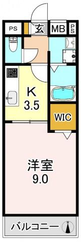 アンプルールフェール六反(1K/3階)の間取り写真