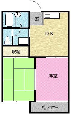 ドミール山田(2DK/2階)の間取り写真