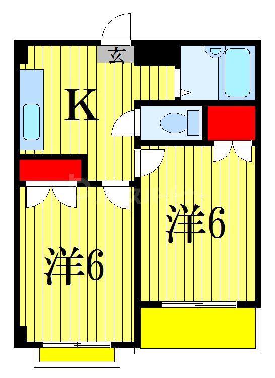 コーポラス石井(2K/2階)の間取り写真