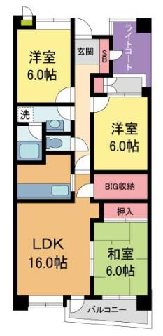 ドルチェ甲子園(3LDK/3階)の間取り写真