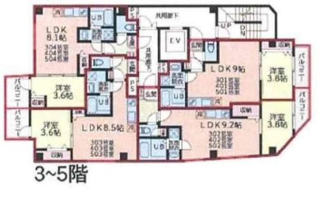 EPガーデン本中山(1LDK/5階)の間取り写真