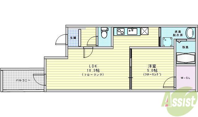 フジパレス上新庄Ⅴ番館(1LDK/1階)の間取り写真