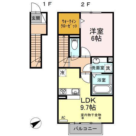コンフィアンサ(1LDK/2階)の間取り写真