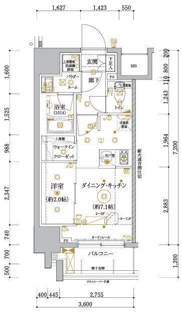 RELUXIA綾瀬III(1DK/8階)の間取り写真