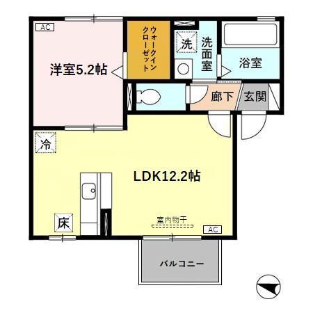 アビタシオン プリエ(1LDK/1階)の間取り写真