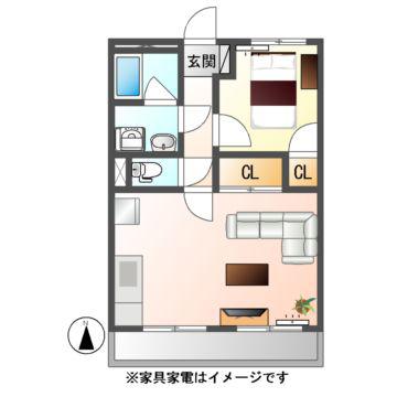アサノハイツ(1LDK/2階)の間取り写真
