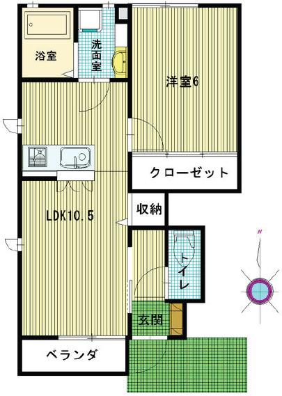 コートすずしろ(1LDK/1階)の間取り写真