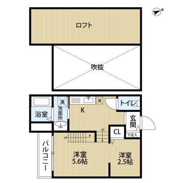 ディアコートケー(1LDK/2階)の間取り写真