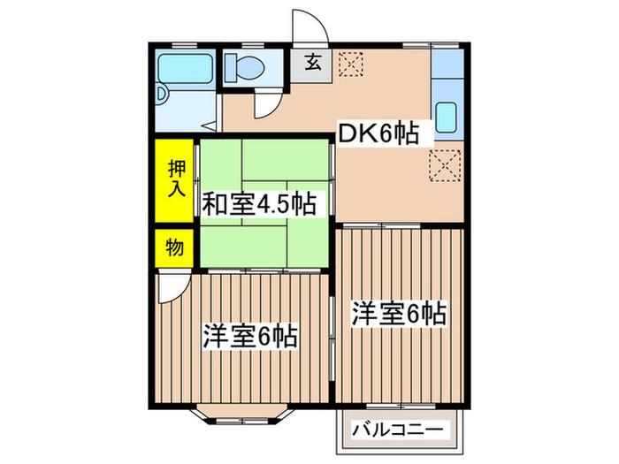 グリーンハイムY(3DK/2階)の間取り写真