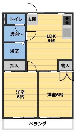 ビューハイツ桜田(2LDK/3階)の間取り写真